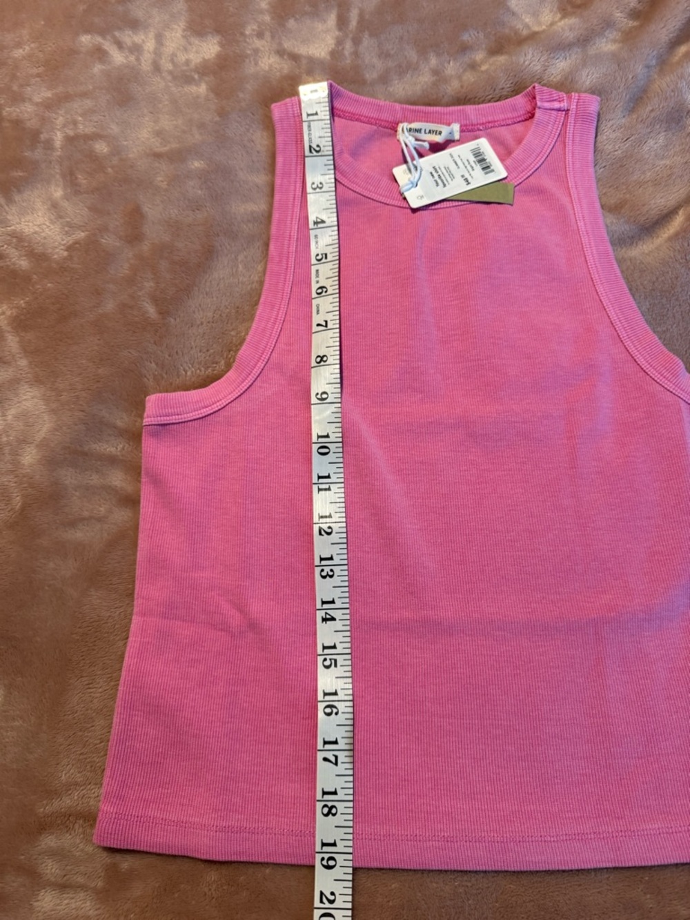 NWT Marine Layer Ribbed High-Neck Crop Tank Top, Pink, Size Large - Picture 5 of 6